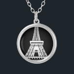 Collier Tour Eiffel noir blanc<br><div class="desc">Tour Eiffel Image d'oeuvres d'art noir et blanc</div>