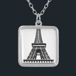 Collier Tour Eiffel noir blanc Paris France Art<br><div class="desc">Oeuvre de la tour Eiffel en noir et blanc</div>