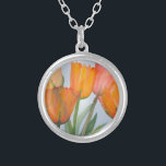 Collier Tulipes d'agrumes orange<br><div class="desc">aquarelle peinture d'agrumes transparents tulipes orange</div>