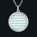 Collier Turquoise clair et blanc Large Horizontal rayé<br><div class="desc">Turquoise clair et Blanc Large Horizontal rayé.</div>
