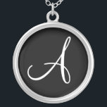 Collier Un Monogramme Personnalisé Argent Sterling Rond Ch<br><div class="desc">Un Monogramme Personnalisé Argent Sterling Rond Charme.</div>