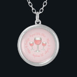 Collier Verre rose Rosé Blush Mariage Fête des mariées<br><div class="desc">Le design présente une illustration originale d'un verre de vin rosé. Parfait pour les fiançailles,  les mariages,  les douches nuptiales. Personnalisez simplement vos informations. Cette conception est également disponible sur d'autres produits. Ne vois-tu pas ce que tu cherches ? Contactez Rebecca pour avoir quelque chose conçu pour vous.</div>
