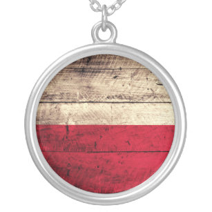 Collier Vieux drapeau en bois de la Pologne