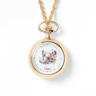 Collier vintage à couture florale Monogrammé