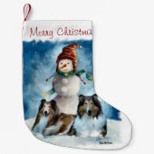 Collies en Snowman Kerstmis Kleine Kerstsok (Voorkant)