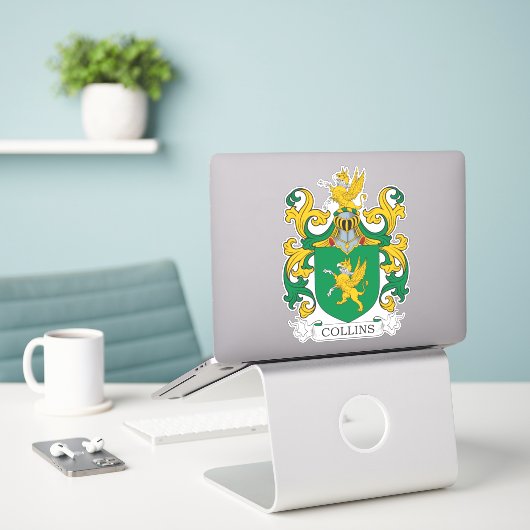 Collins Family Crest Sticker (Laptop op bureau)