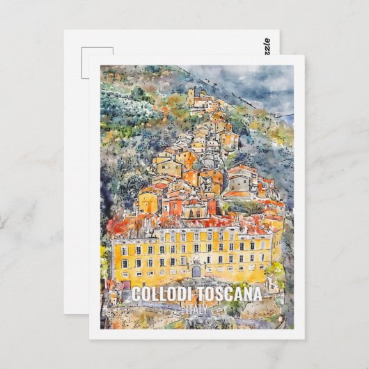 Collodi Toscana Italië Reizen Waterverf Sketch Briefkaart (Voorkant / Achterkant)