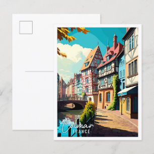 Colmar France Art vintage reisillustratie Briefkaart