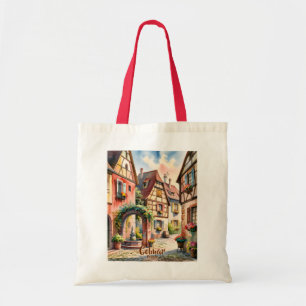 Colmar Frankrijk Elzas Aquarel Reis Maatwerk Tekst Tote Bag