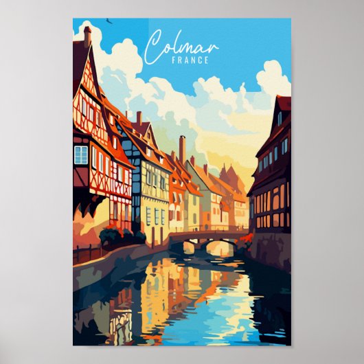Colmar Frankrijk vintage reisillustratie Poster (Voorkant)