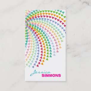 Coloful Fun Rainbow Hearts Sprinkles Profile Card Visitekaartje