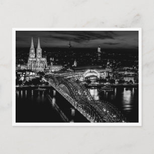 Cologne Duitsland Skyline Nachtfotografie Briefkaart