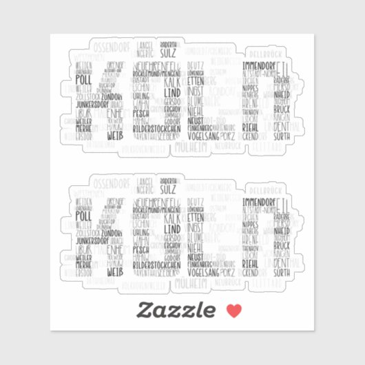 Cologne Germany Word Art, Stadtteile Köln Sticker (Vel)