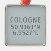 Cologne Latitude Longitude-coördinaten Metalen Ornament (Voorkant)