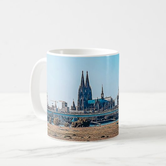 Cologne Panorama avec tasse de café pour la cathéd (Devant gauche)