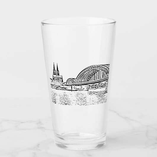 Cologne Panorama avec verre à boire (Devant)