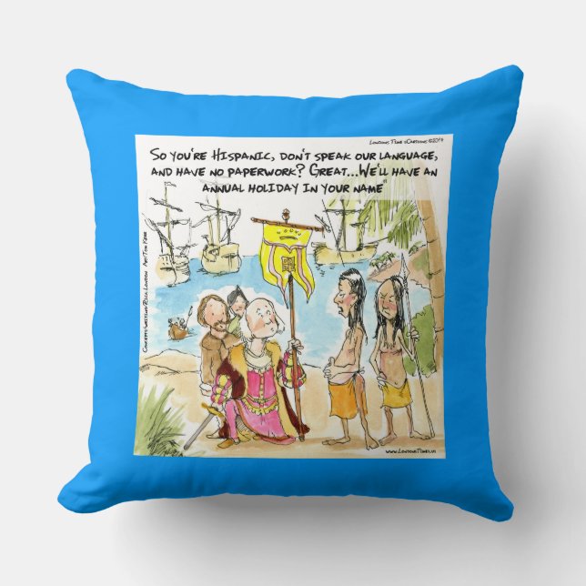 Colomb Découvre L'Amérique Drôle Coussin Décoratif (Recto)