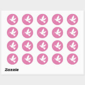 colombe blanche avec sticker ruban rose (Feuille)
