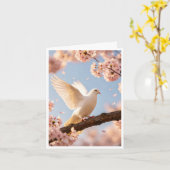 colombe blanche sur une carte (Fleur jaune)