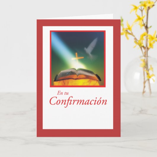 Colombe espagnole de carte de confirmation, bible, (Fleur jaune)