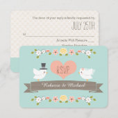 Colombe florale d'Aqua épousant des cartes de (Devant / Derrière)