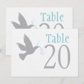 Colombe grise avec des numéros de table de mariage (Devant / Derrière)