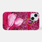 COLOMBES BLANCHES DANS MONOGRAMME FUCHSIA ROSE (Verso Horizontal)