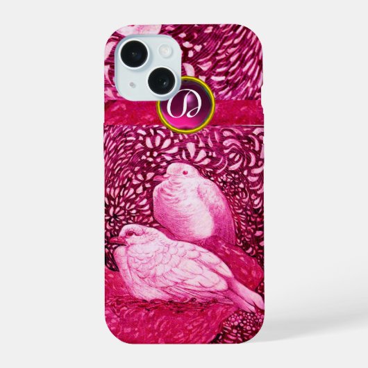COLOMBES BLANCHES DANS MONOGRAMME FUCHSIA ROSE (Verso)