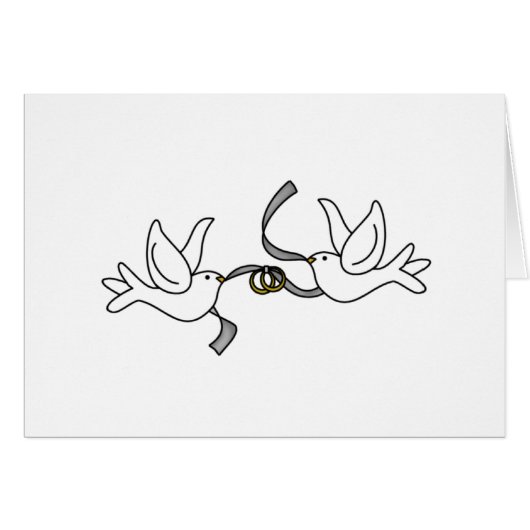 Colombes de mariage avec des cartes d'anneaux (Devant horizontal)