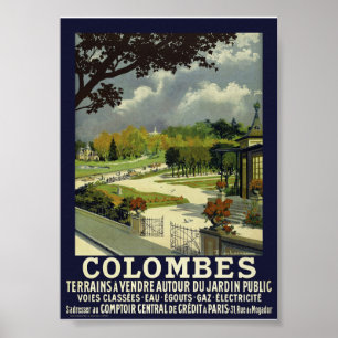 Colombes France Affiche Vintage 1914