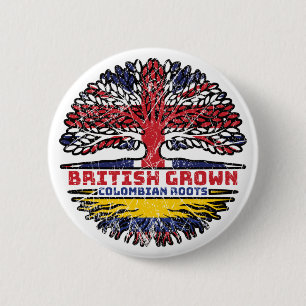 Colombia Colombian Uk United Kingdom British Tree Ronde Button 5,7 Cm