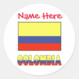 Colombia en Colombiaanse Vlag Rood Personalisatie Ronde Sticker