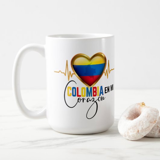 Colombia en mi Corazon Colombiaanse Pride Koffiemok (Met donut)
