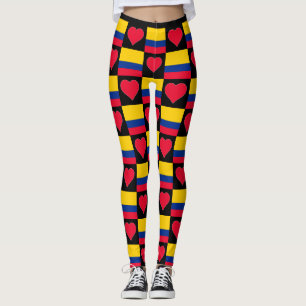 Colombia Flag Heart Patriotic Colombian Leggings