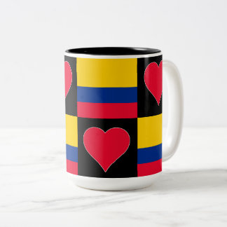 Colombia Flag Heart Patriotic Colombian Tweekleurige Koffiemok