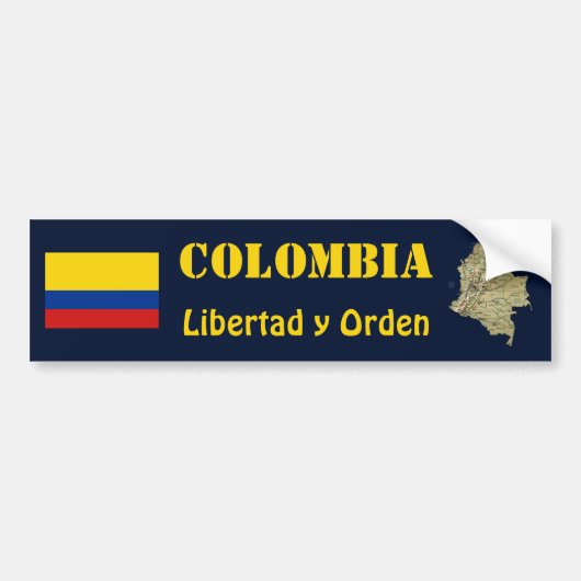 Colombia Flag + Map Bumpersticker (Voorkant)