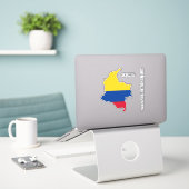 Colombia Flag Map Sticker (Laptop op bureau)