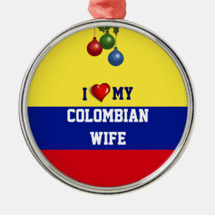 Colombia: Ik hou van mijn Colombiaanse vrouw Metalen Ornament