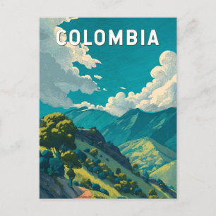Colombia Illustratie Reis Kunst Vintage Briefkaart
