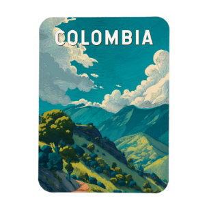 Colombia Illustratie Reis Kunst Vintage Magneet