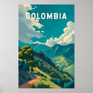 Colombia Illustratie Reis Kunst Vintage Poster