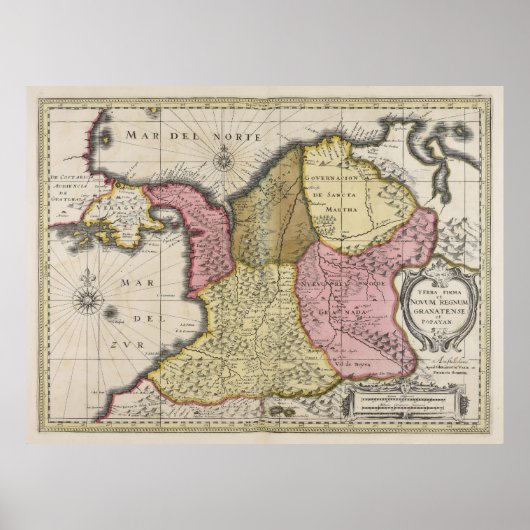 Colombia Map (1719) Poster (Voorkant)