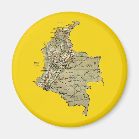 Colombia Map Magnet Magneet (Voorkant)