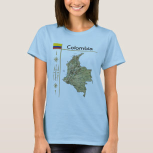 Colombia Map + vlag + titel T-shirt