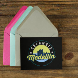 Colombia Medellin Cityscape City Logo Briefkaart
