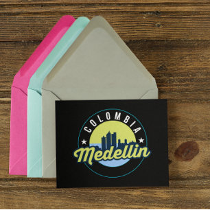 Colombia Medellin Cityscape City Logo Briefkaart
