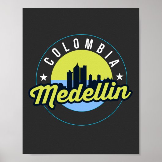 Colombia Medellin Cityscape Sticker Poster (Voorkant)