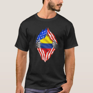 Colombia Roots Usa Vlag Patriotic Colombian Herita T-shirt
