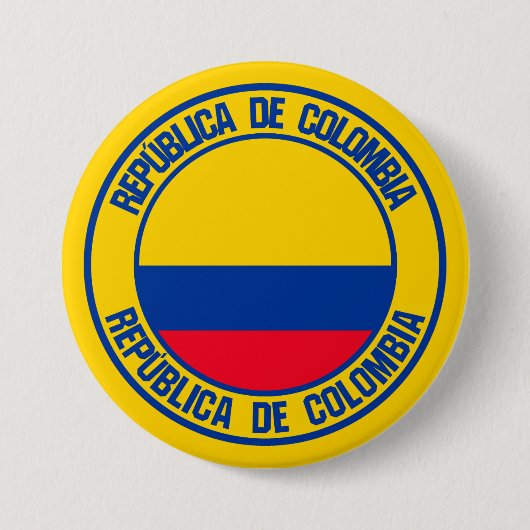 Colombia Round Emblem Ronde Button 7,6 Cm (Voorkant)