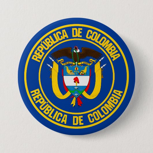 Colombia Round Emblem Ronde Button 7,6 Cm (Voorkant)